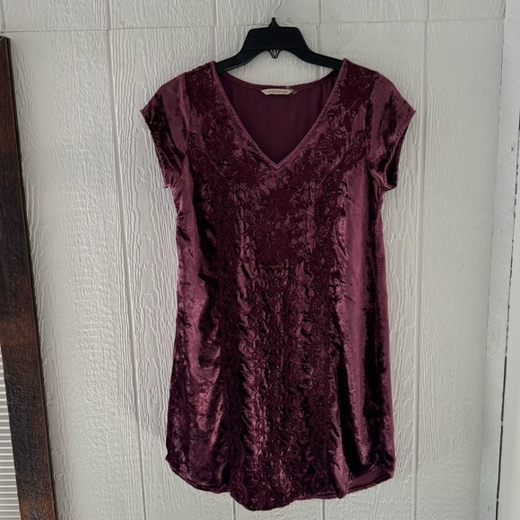 Soft Surroundings Embroidered Velvet Boho Shift Dress medium - Picture 3 of 5